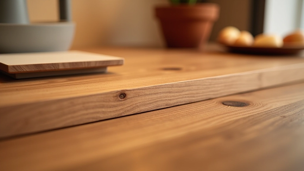 Primo piano di legno massello con grana naturale e finitura artigianale italiana, trama visibile