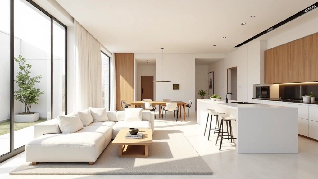Open-plan living space with seamless kitchen integration